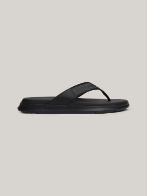 black logo strap flip-flops for men tommy hilfiger