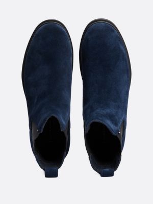 blue suede warm lined chelsea boots for men tommy hilfiger