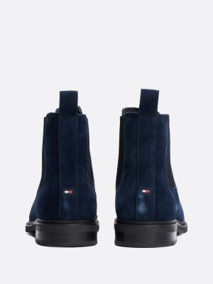 blue suede warm lined chelsea boots for men tommy hilfiger