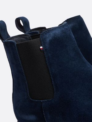 blue suede warm lined chelsea boots for men tommy hilfiger