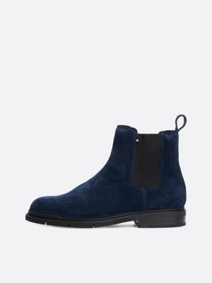 blue suede warm lined chelsea boots for men tommy hilfiger