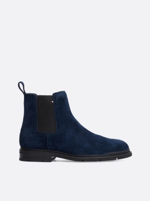 blue chelsea-boot aus wildleder mit warmem futter für herren - tommy hilfiger