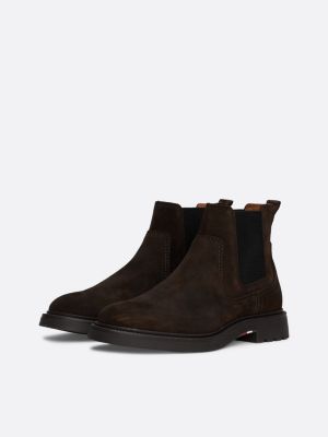 brown lightweight suede chelsea boots for men tommy hilfiger