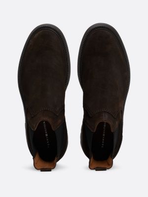 brown lightweight suede chelsea boots for men tommy hilfiger