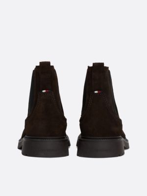 brown lightweight suede chelsea boots for men tommy hilfiger