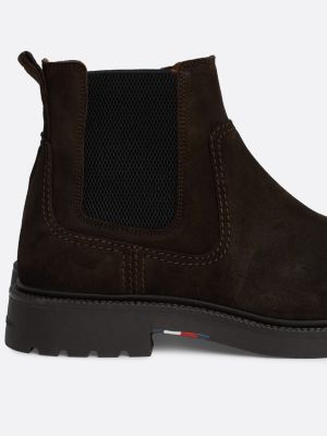 brown lightweight suede chelsea boots for men tommy hilfiger