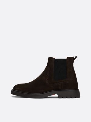 bottes chelsea légères en daim marron pour hommes tommy hilfiger