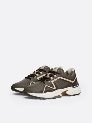 sneakers running con suola vibram grigio da uomini tommy hilfiger