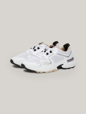 white knit vibram outsole cleat runner trainers for men tommy hilfiger