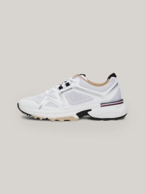 white knit vibram outsole cleat runner trainers for men tommy hilfiger