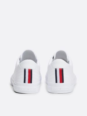 zapatillas de piel essential con monograma th blanco de hombres tommy hilfiger