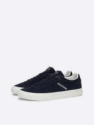 blau wildledersneaker mit seitlichem logo für herren - tommy hilfiger