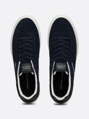 blau wildledersneaker mit seitlichem logo für herren - tommy hilfiger