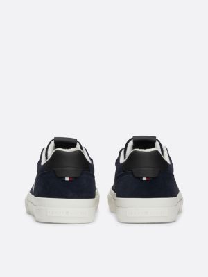 blau wildledersneaker mit seitlichem logo für herren - tommy hilfiger