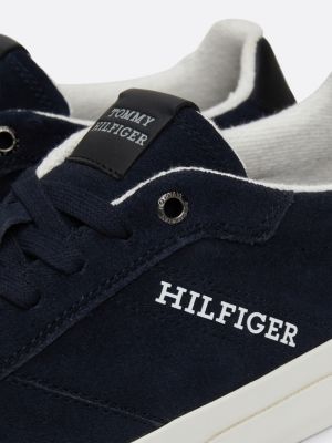 blau wildledersneaker mit seitlichem logo für herren - tommy hilfiger