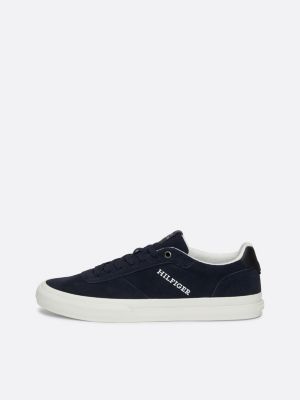 blau wildledersneaker mit seitlichem logo für herren - tommy hilfiger