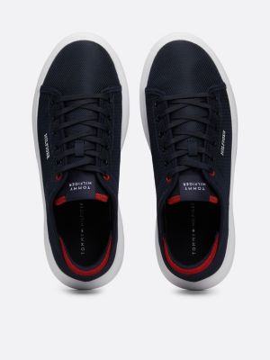 blauw lichtgewicht mesh sneaker voor heren - tommy hilfiger