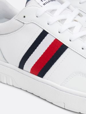 white cleat signature tape basketball trainers for men tommy hilfiger