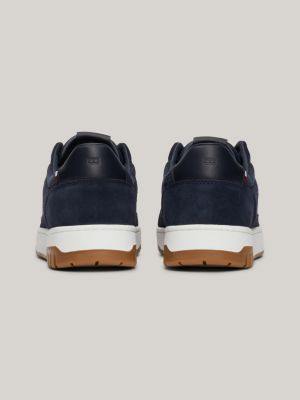 blue nubuck leather basketball trainers for men tommy hilfiger