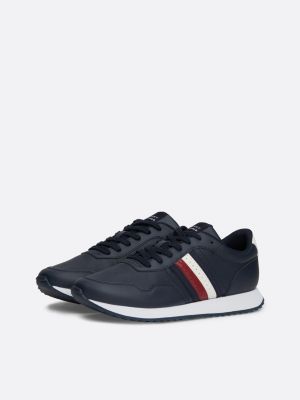 sneakers running stringate con nastro iconico blu da uomini tommy hilfiger