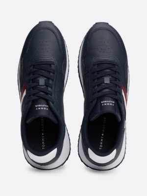 sneakers running stringate con nastro iconico blu da uomini tommy hilfiger