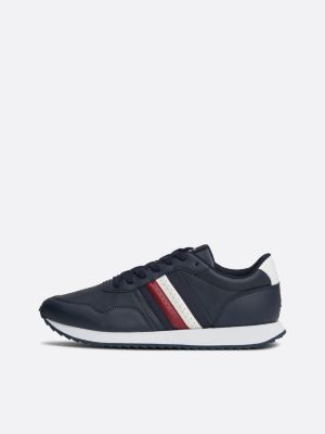 blue signature tape lace-up runner trainers for men tommy hilfiger