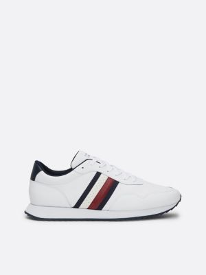 baskets de running lacets bande emblématique white pour hommes tommy hilfiger