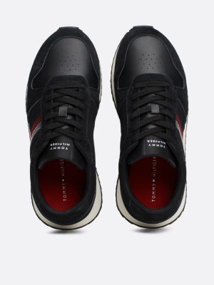 zwart hardloopsneaker met gekartelde zool voor heren - tommy hilfiger