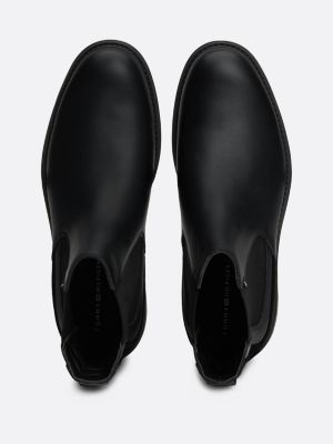 black leather cleat hybrid chelsea boots for men tommy hilfiger