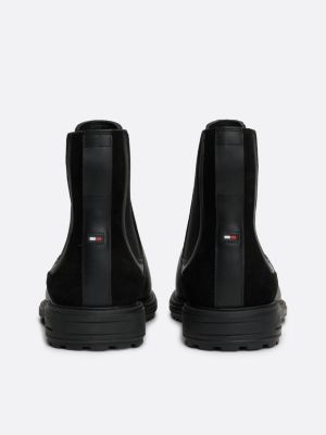 black leather cleat hybrid chelsea boots for men tommy hilfiger