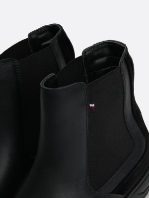 black leather cleat hybrid chelsea boots for men tommy hilfiger