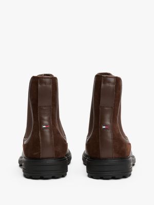 brown leather cleat hybrid chelsea boots for men tommy hilfiger