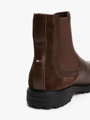 brown leather cleat hybrid chelsea boots for men tommy hilfiger