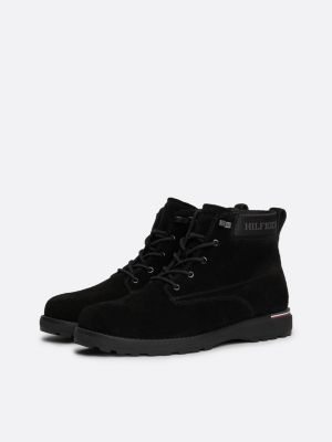 black suede logo ankle boots for men tommy hilfiger