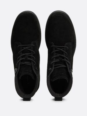 bottes basses en daim à logo noir pour hommes tommy hilfiger