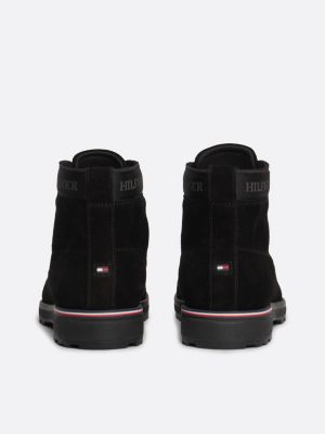 black suede logo ankle boots for men tommy hilfiger