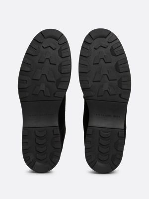 bottes basses en daim à logo noir pour hommes tommy hilfiger