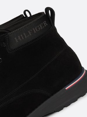 bottes basses en daim à logo noir pour hommes tommy hilfiger