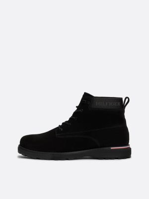 black suede logo ankle boots for men tommy hilfiger