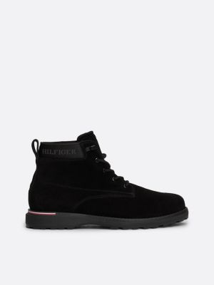 black suede logo ankle boots for men tommy hilfiger