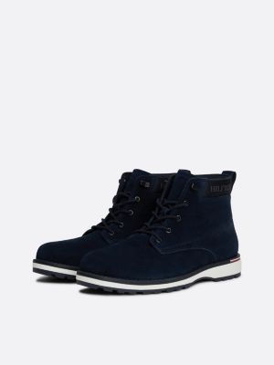 blue suede logo ankle boots for men tommy hilfiger