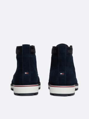 blue suede logo ankle boots for men tommy hilfiger