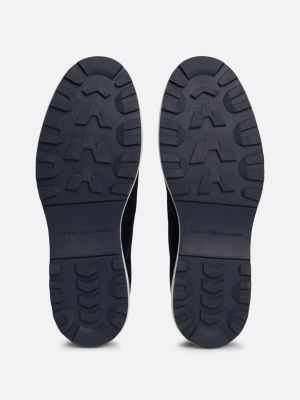 blauw suède enkellaars met logo voor heren - tommy hilfiger