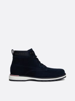 blue ankle boot aus wildleder mit logo für herren - tommy hilfiger