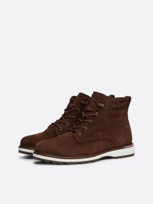 grau ankle boot aus wildleder mit logo für herren - tommy hilfiger