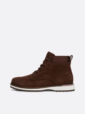 grau ankle boot aus wildleder mit logo für herren - tommy hilfiger