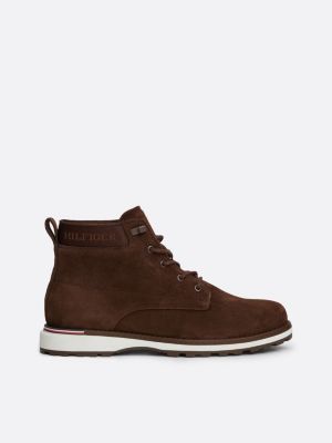 grey suede logo ankle boots for men tommy hilfiger