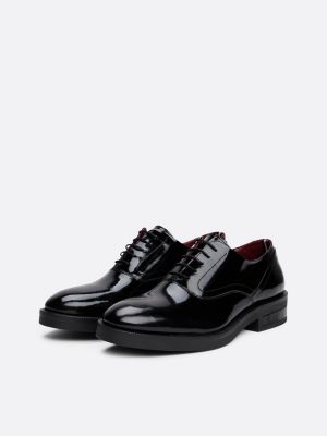 scarpe derby th x festive in pelle verniciata nero da uomini tommy hilfiger