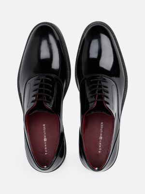 scarpe derby th x festive in pelle verniciata nero da uomini tommy hilfiger