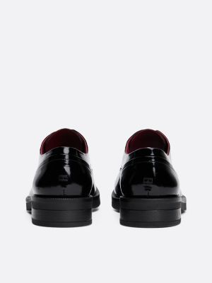 scarpe derby th x festive in pelle verniciata nero da uomini tommy hilfiger